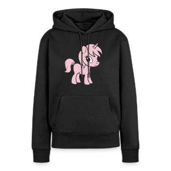 Poney - Sweat à capuche Premium bio Femme - noir - Devant - Julia (174cm)