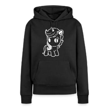 Poney - Sweat à capuche Premium bio Femme - noir - Devant - Julia (174cm)