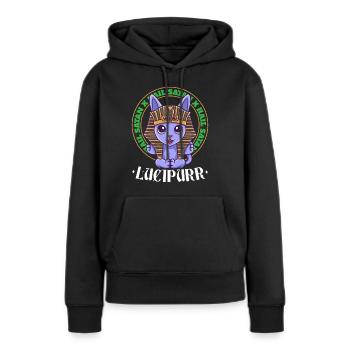Hiéroglyphes Mythologie Lucipurr - Sweat à capuche Premium bio Femme - noir - Devant - Julia (174cm)