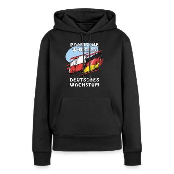 RACINES POLONAISES, CROISSANCE ALLEMANDE - Sweat à capuche Premium bio Femme - noir - Devant - Julia (174cm)