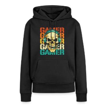 Gamer - Retro Skull Konsole PC Videospiel Liebhaber - Frauen Premium Bio Hoodie - Schwarz - Vorne - Julia (174cm)