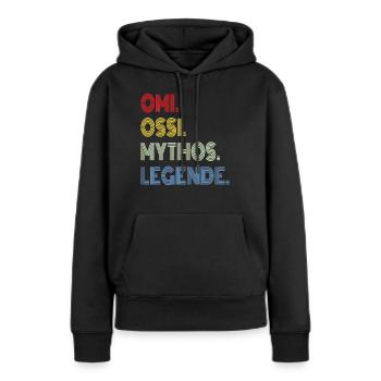 Allemagne de l’Est - Ossi Oma - East Legend - Sweat à capuche Premium bio Femme - noir - Devant - Julia (174cm)