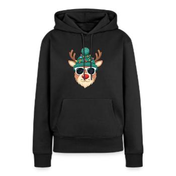 Weihnachts Rentier mit roter Nase - Frauen Premium Bio Hoodie - Schwarz - Vorne - Julia (174cm)