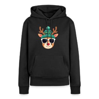 Weihnachts Rentier mit roter Nase - Frauen Premium Bio Hoodie - Schwarz - Vorne - Julia (174cm)