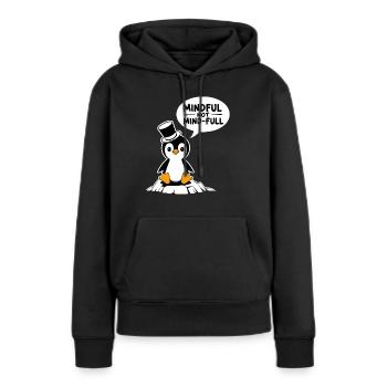 Pingouin conscient avec un chapeau haut de forme sur un bloc de glace - Sweat à capuche Premium bio Femme - noir - Devant - Julia (174cm)