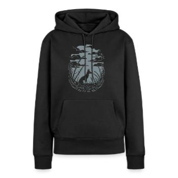 Dunkel Cottagecore Wolf Naturmotiv - Frauen Premium Bio Hoodie - Schwarz - Vorne - Julia (174cm)