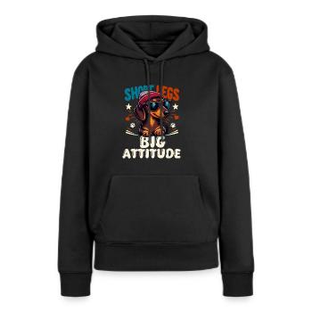 Hund Dackel Pfotenabdruck Beanie Dackelfreund Wau - Frauen Premium Bio Hoodie - Schwarz - Vorne - Julia (174cm)