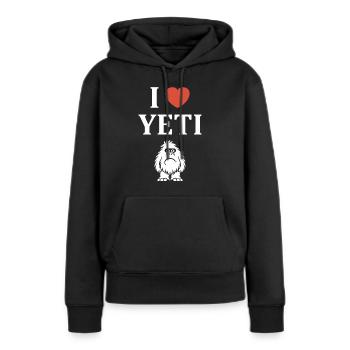 Yeti - Sweat à capuche Premium bio Femme - noir - Devant - Julia (174cm)