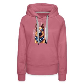 German Shepherd American Flag Sonnenbrille Patriot - Frauen Premium Bio Hoodie - Malve - Vorne - Isabella (175cm)