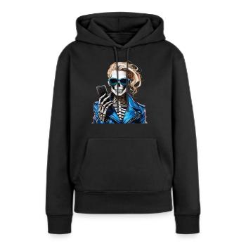 SMARTPHONE SKELETON FEMME - Sweat à capuche Premium bio Femme - noir - Devant - Julia (174cm)