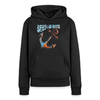 SCHIFFANKER SEEFAHRER - Frauen Premium Bio Hoodie - Schwarz - Vorne - Julia (174cm)
