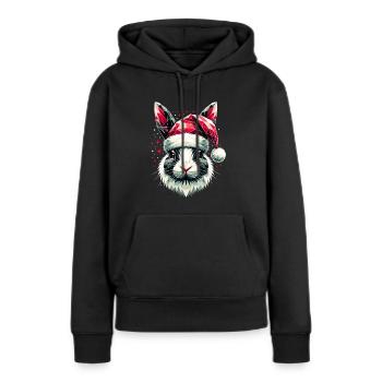 Polygon Kunst Hase trägt Weihnachtsmütze Original - Frauen Premium Bio Hoodie - Schwarz - Vorne - Julia (174cm)