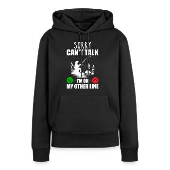 Tut mir leid, ich kann nicht sprechen, ich bin in meiner anderen Leitung - Frauen Premium Bio Hoodie - Schwarz - Vorne - Julia (174cm)