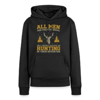 Die Besten können auch in ihren Siebzigern noch auf die Jagd gehen - Frauen Premium Bio Hoodie - Schwarz - Vorne - Julia (174cm)