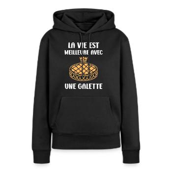 Pfannkuchen - Frauen Premium Bio Hoodie - Schwarz - Vorne - Julia (174cm)