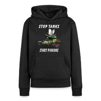 STOP TANKS START PIGEONS - Sweat à capuche Premium bio Femme - noir - Devant - Julia (174cm)