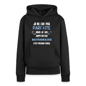 Supportrice Bayonnaise Parfaite Rugby - Sweat à capuche Premium bio Femme - noir - Devant - Julia (174cm)