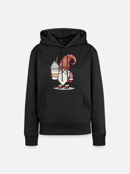 Weihnachtsgnom Mit Kaffee Wichtel - Frauen Premium Bio Hoodie - Schwarz