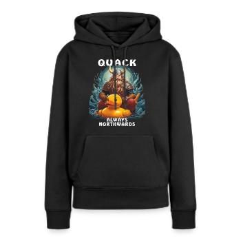 VIKING CANARD COIN-COIN TOUJOURS VERS LE NORD - Sweat à capuche Premium bio Femme - noir - Devant - Julia (174cm)