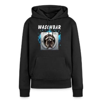 WASCHBÄR - Frauen Premium Bio Hoodie - Schwarz - Vorne - Julia (174cm)