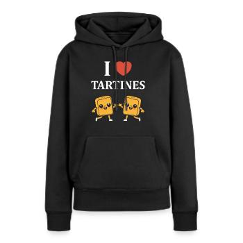 Tartine - Sweat à capuche Premium bio Femme - noir - Devant - Julia (174cm)