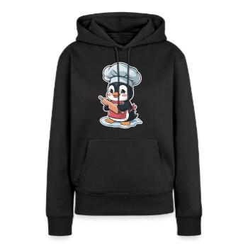 Süßer Pinguin Bäcker Mit Nudelholz - Frauen Premium Bio Hoodie - Schwarz - Vorne - Julia (174cm)