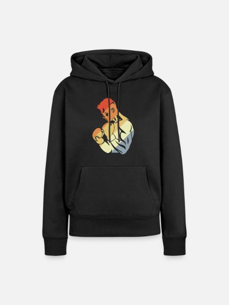 Retro Boxer - Frauen Premium Bio Hoodie - Schwarz