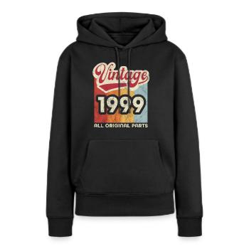 Jahrgang 1999 - Frauen Premium Bio Hoodie - Schwarz - Vorne - Julia (174cm)