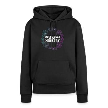 Mutterschaft ist mein Dienst - Frauen Premium Bio Hoodie - Schwarz - Vorne - Julia (174cm)