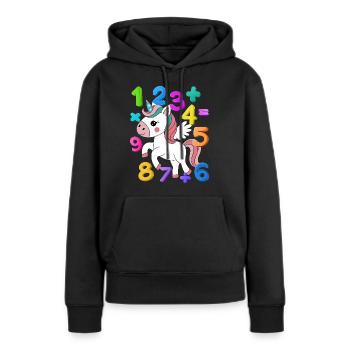 Journée des nombres 2025 Math Licorne Journée des nombres Cadeau pour enfants - Sweat à capuche Premium bio Femme - noir - Devant - Julia (174cm)