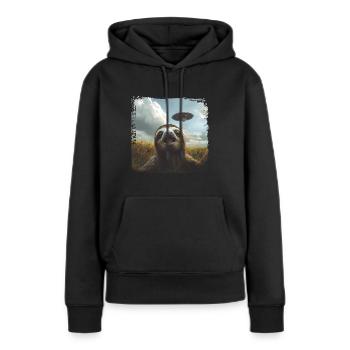 Drôle paresseux Selfie OVNI Meme cadeau - Sweat à capuche Premium bio Femme - noir - Devant - Julia (174cm)