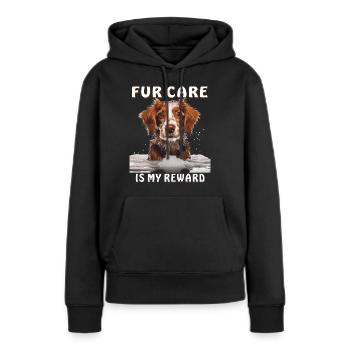 LE CHIEN POUR LES SOINS EST MA RÉCOMPENSE - Sweat à capuche Premium bio Femme - noir - Devant - Julia (174cm)