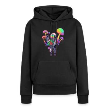 Trippy Astronaut Mushroom Art Psychedelic Tekk - Women’s Premium Organic Hoodie - black - Front - Julia (174cm)