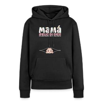 Cadeau Femme Enfant Grossesse, Babyshower - Sweat à capuche Premium bio Femme - noir - Devant - Julia (174cm)