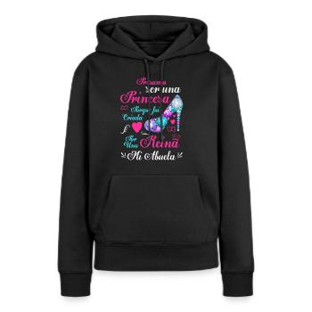 Design Petite-fille Cadeau Ma grand-mère est une reine - Sweat à capuche Premium bio Femme - noir - Devant - Julia (174cm)