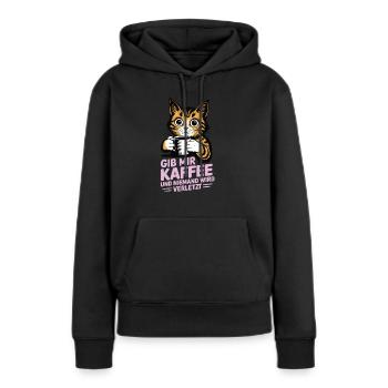 Gib mir Kaffee und niemand wird verletzt - Frauen Premium Bio Hoodie - Schwarz - Vorne - Julia (174cm)