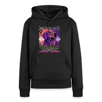 Mischlingshund. Remix ist besser als das Original. - Frauen Premium Bio Hoodie - Schwarz - Vorne - Julia (174cm)