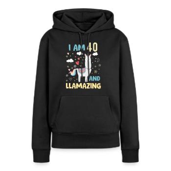 40ème années Femmes Anniversaire Vêtements & Accessoires - Sweat à capuche Premium bio Femme - noir - Devant - Julia (174cm)