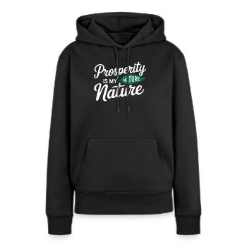 Manifestation de la prospérité Citation Nature - Sweat à capuche Premium bio Femme - noir - Devant - Julia (174cm)