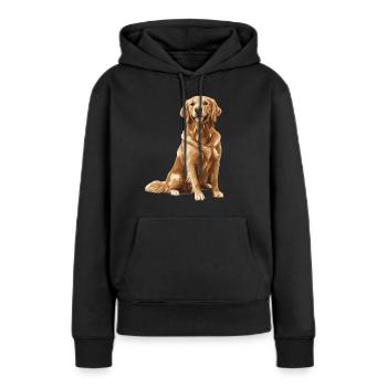 Golden retriever - Sweat à capuche Premium bio Femme - noir - Devant - Julia (174cm)