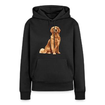 Golden retriever - Sweat à capuche Premium bio Femme - noir - Devant - Julia (174cm)