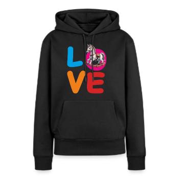 CHEVAL À BASCULE D’AMOUR - Sweat à capuche Premium bio Femme - noir - Devant - Julia (174cm)
