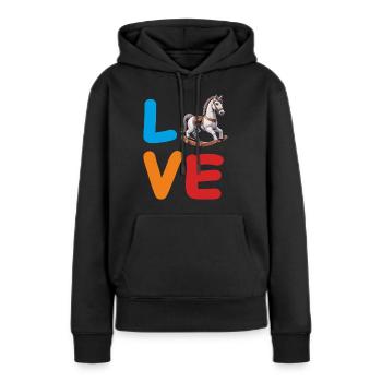 CHEVAL À BASCULE D’AMOUR - Sweat à capuche Premium bio Femme - noir - Devant - Julia (174cm)