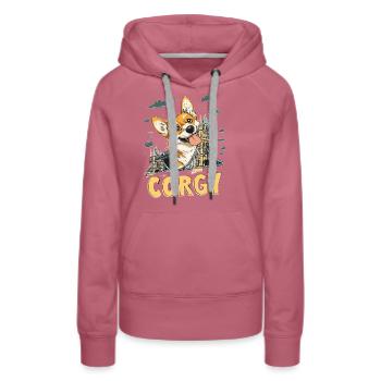 Corgy Dog London UK Tower Bridge - Frauen Premium Bio Hoodie - Malve - Vorne - Isabella (175cm)
