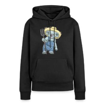 Koala Landwirt Mistgabel Bauernhof - Frauen Premium Bio Hoodie - Schwarz - Vorne - Julia (174cm)