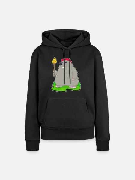 Maulwurf Fackel - Frauen Premium Bio Hoodie - Schwarz