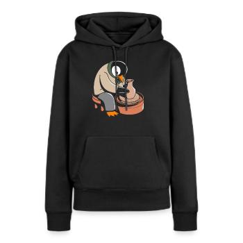 Pinguin Töpferei Kunsthandwerk Leidenschaft - Frauen Premium Bio Hoodie - Schwarz - Vorne - Julia (174cm)