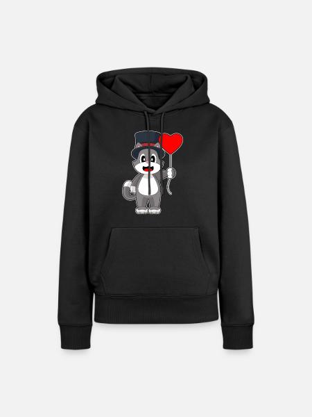 Katze Bräutigam Herz Hochzeit - Frauen Premium Bio Hoodie - Schwarz