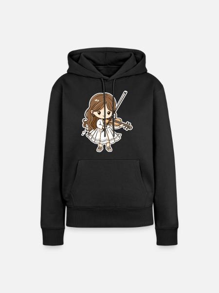 Violinistin Mädchen Cartoon - Frauen Premium Bio Hoodie - Schwarz