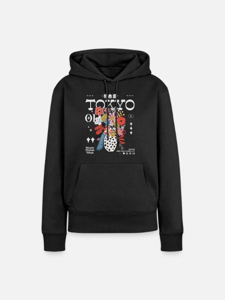 Marché aux fleurs de Tokyo - Sweat à capuche Premium bio Femme - noir